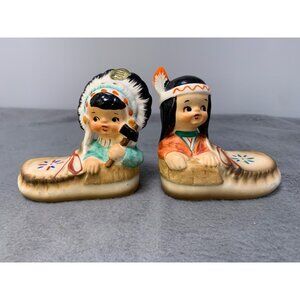 Vintage Native American Child Salt Shaker Moccasin 1960s Japan